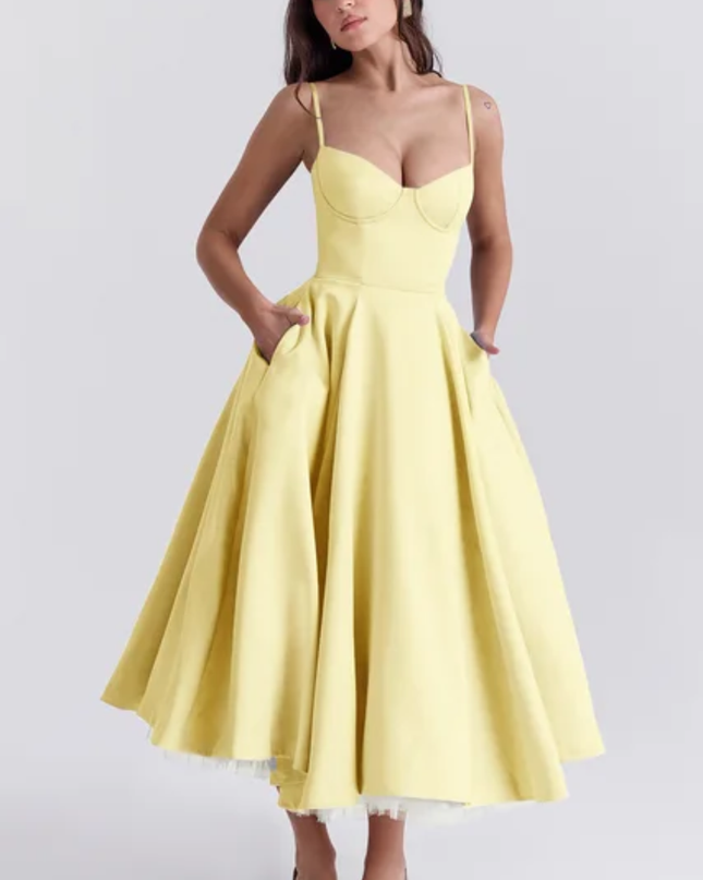 Vestido Longo de Tule Evasê Elegante para Mulheres, Adequado para Encontro Casual, Passeio, Festa Noturna 301