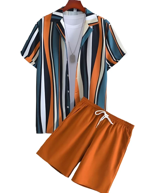 Men's Summer Shirt Shorts Set