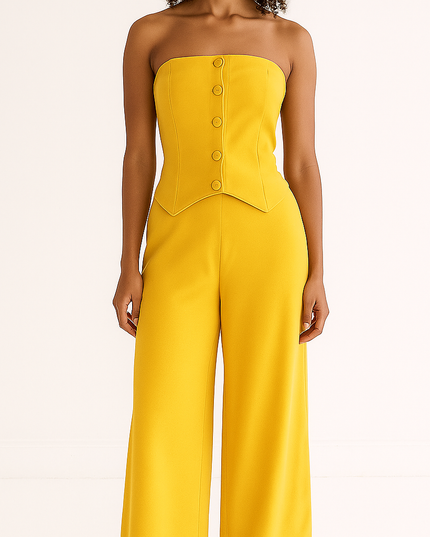 Conjunto de sutiã e calça casual estilo botão 21