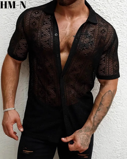 Homem Meia-Noite Camisa Vazada Masculina, Férias 589