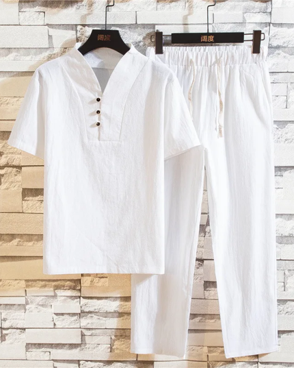 Men's 2 piece thin shirt and long pants set