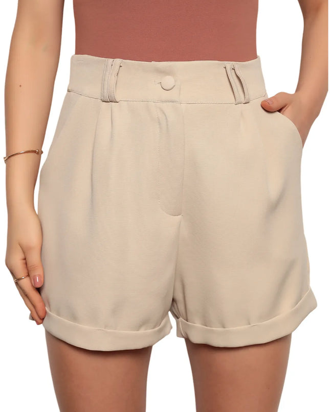 Short Feminino Alfaiataria Moda Verão Cintura Alta Com Botão E Ziper 316