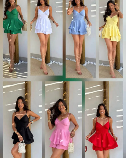 macaquinho vestido confortavel macacão curto DIVERSAS CORES 263