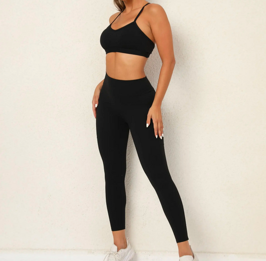 Shockproof sports bra breathable leggings Gym/yoga set