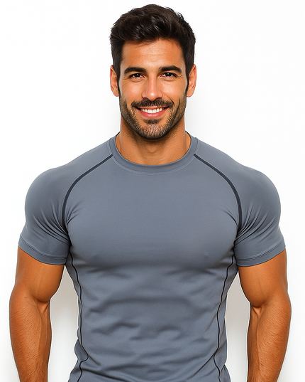 Camiseta fitness masculina elástica respirável slim fit 11