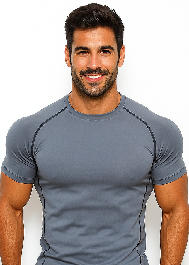 Camiseta fitness masculina elástica respirável slim fit 11