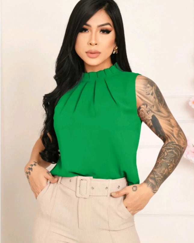 Regata feminina gola babado com bortao na costa 133