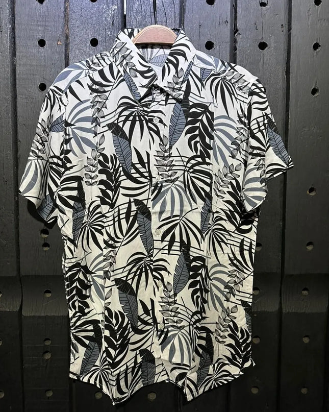 Camisa Floral Viscose Masculina Camisa Estampada Com Botão 466