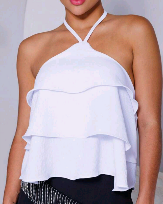 Blusa Feminina Blusinha Bata 3 babado Duna Amarração Costa Nua 295