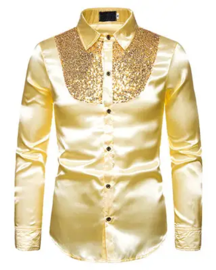 Homem Meia-Noite Camisa Homem Meia-Noite com glitter e strass que brilha 611