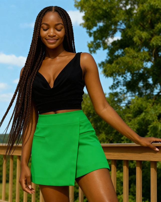 Saia curta envolvente assimétrica em camadas 31