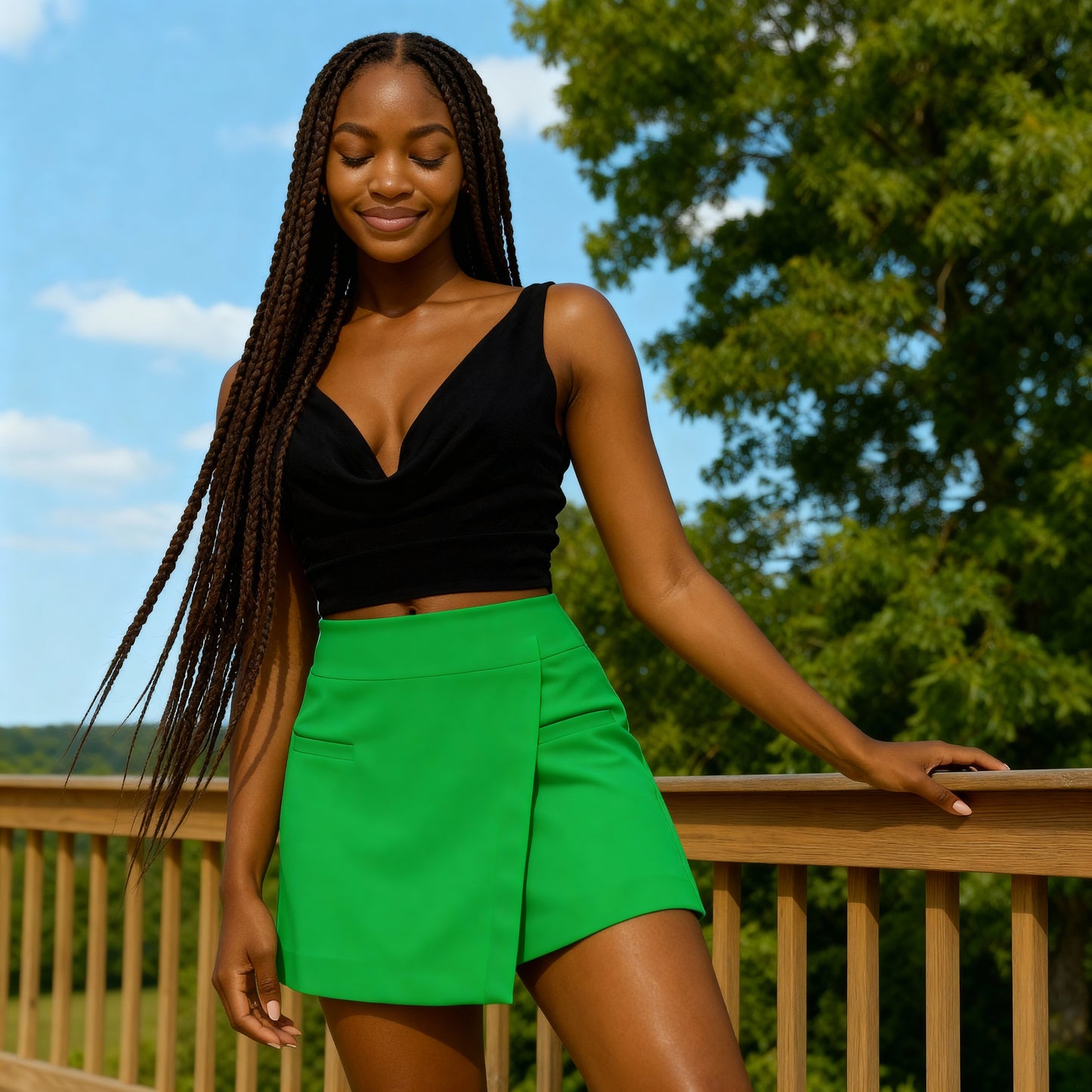 Saia curta envolvente assimétrica em camadas 31