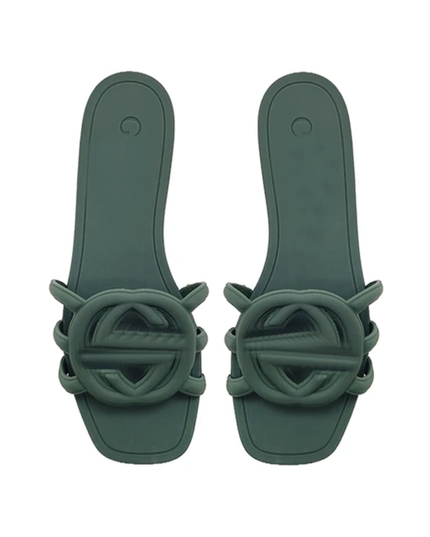 Chinelos femininos entrelaçados com uma palavra 08