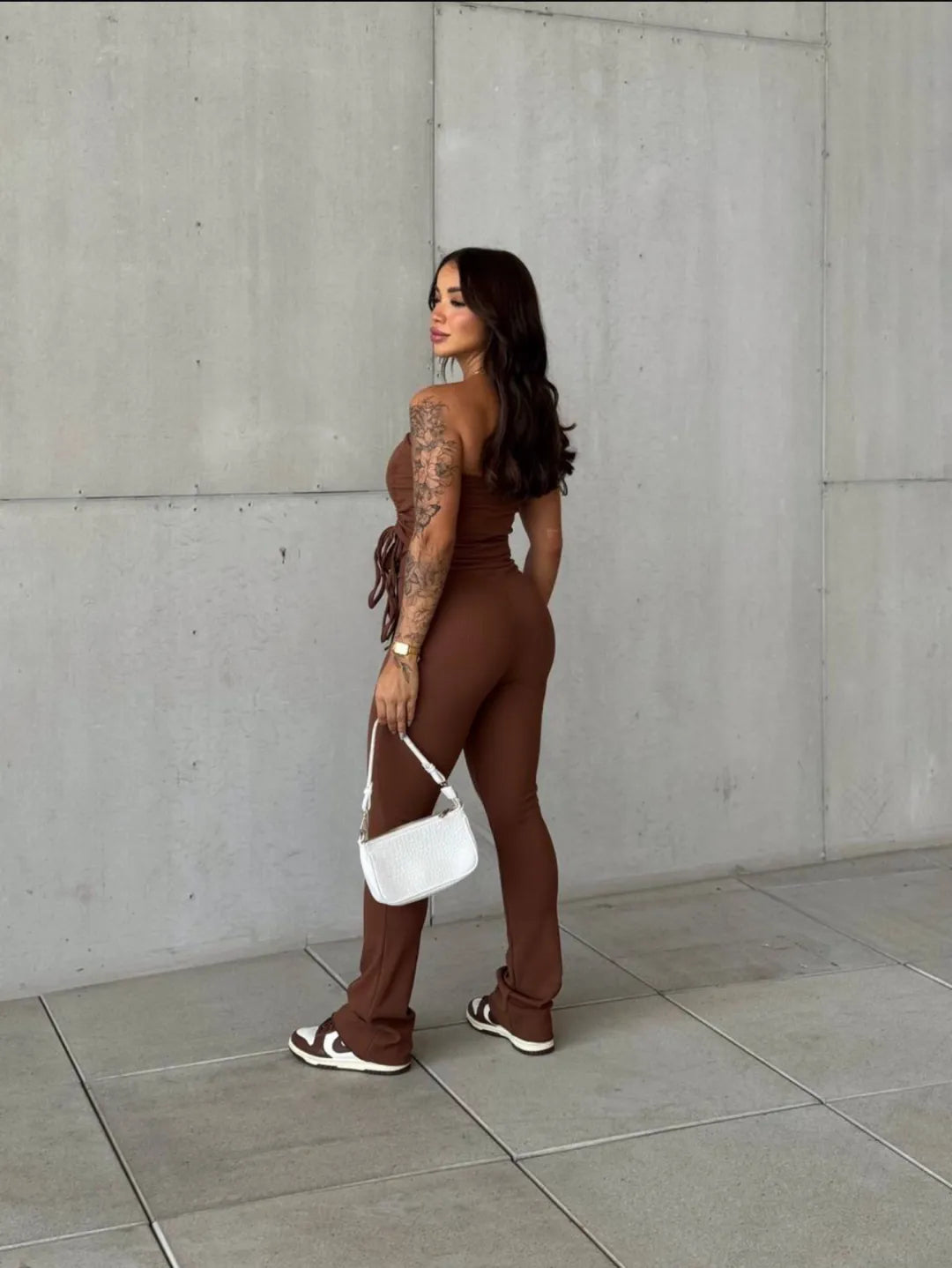 Conjunto cibelly calça canelada blusinha ponta de lado ajustavel 88