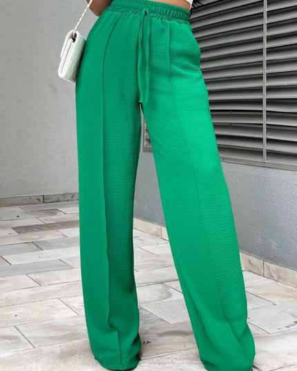 Calça Feminina Pantalona Duna Cintura Elástica Com Bolso Cintura Alta 508