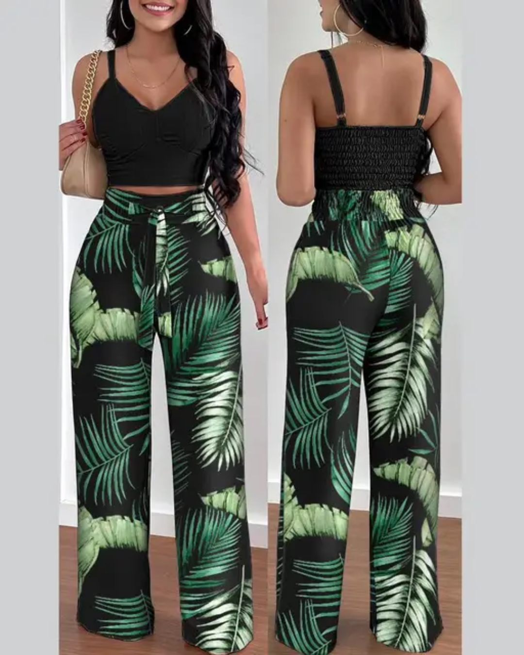 Summer New Fashion Printed Sling Pants Two piece Set