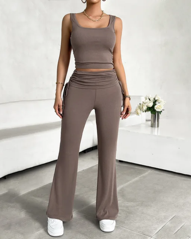 Conjunto feminino casual de duas peças com bordados, sexy e justo ao corpo 158