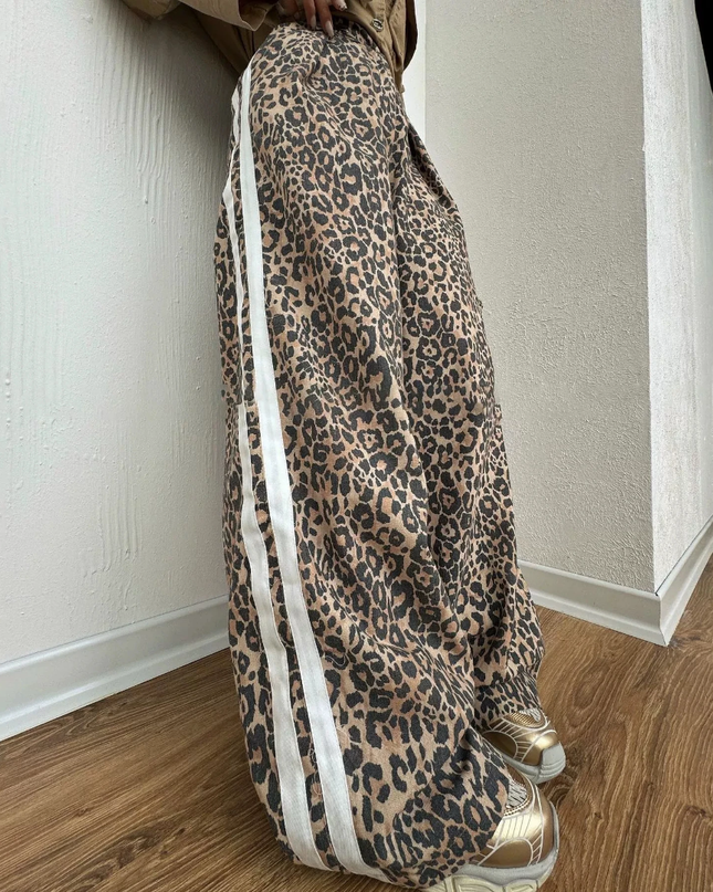Leopard print high waist pants
