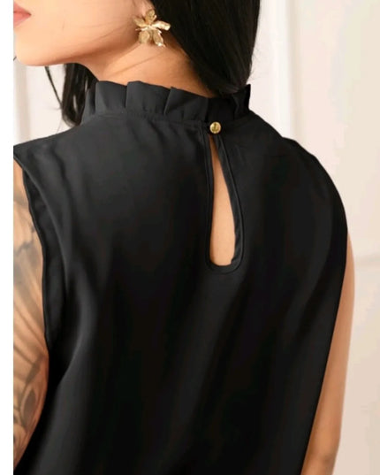 Regata feminina gola babado com bortao na costa 133