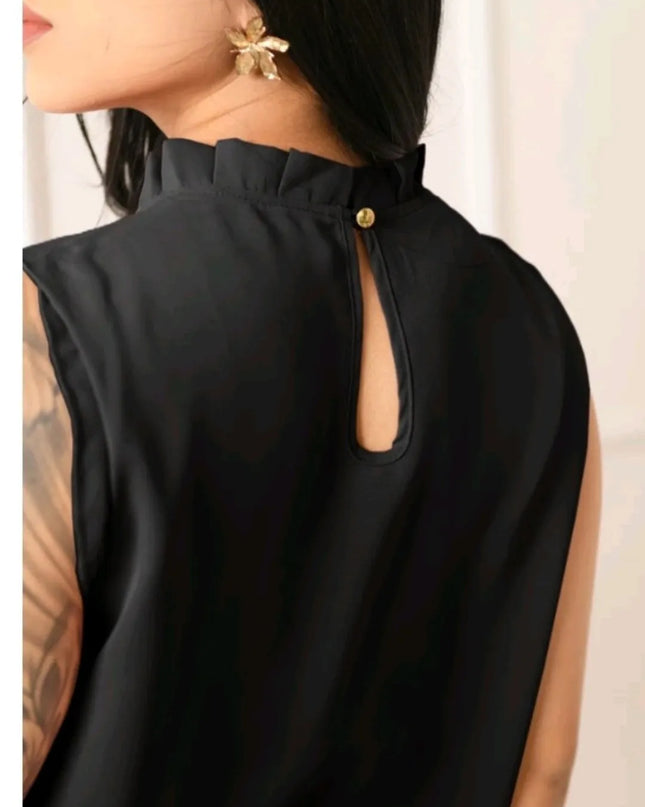 Regata feminina gola babado com bortao na costa 133