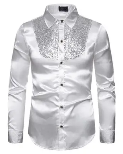 Homem Meia-Noite Camisa Homem Meia-Noite com glitter e strass que brilha 611