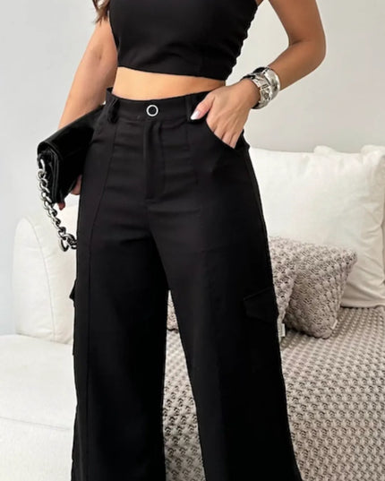 Conjunto Feminino Alfaiataria Casual Elegante Calça Cargo e Top 322