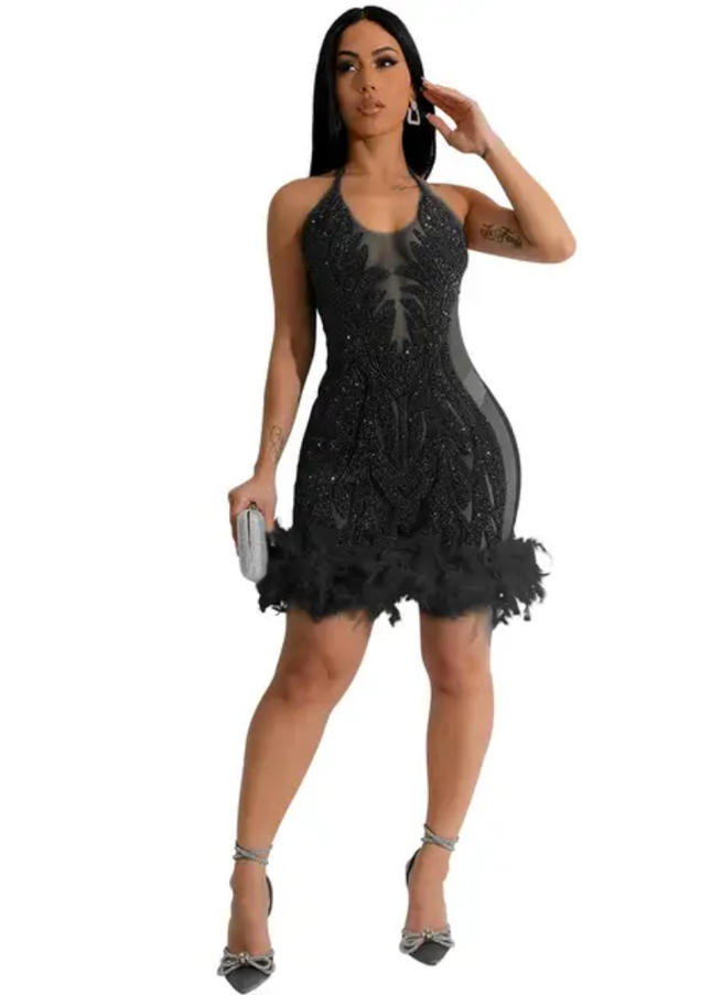 Vestido de festa tomara que caia transparente com lantejoulas 504