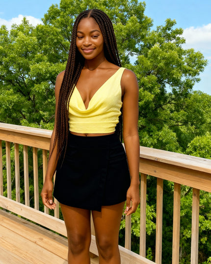 Saia curta envolvente assimétrica em camadas 31