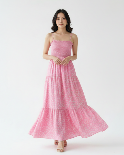 Vestido Feminino Longo Lastex Tomara Que Caia  Folha  Estampa total 537