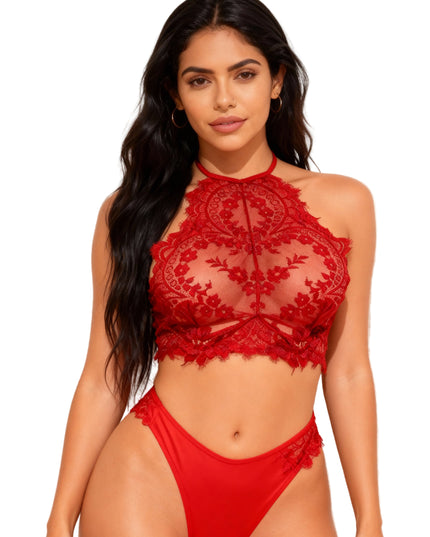 Conjunto de sutiã e calcinha bralette de renda 65