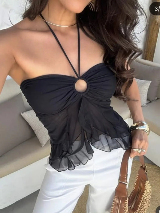 Blusa Blusinha Tomara Que Caia Feminina Elegante Delicada Multi Forma Com Amaraçao Frontal 454