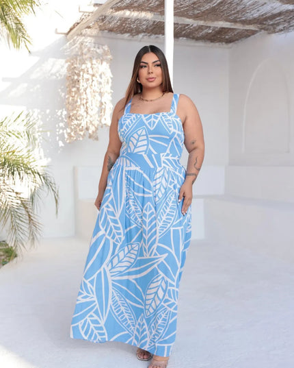 Vestido Plus Size Alcinha Floral Longo Verão 255