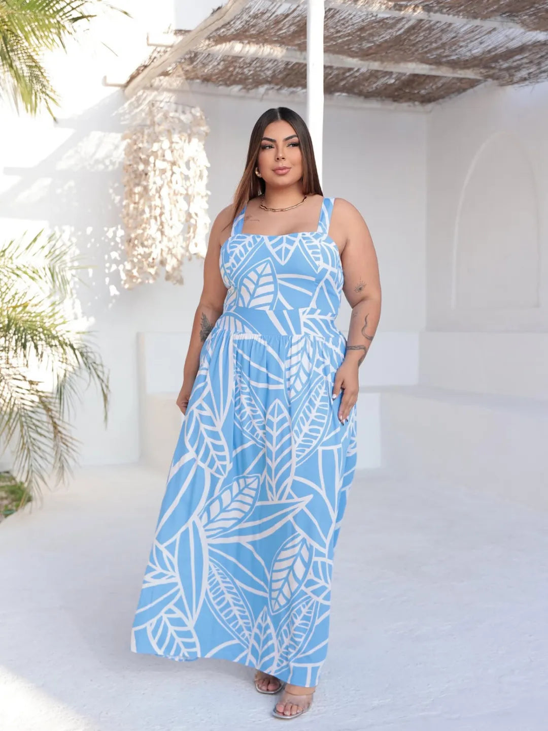 Vestido Plus Size Alcinha Floral Longo Verão 255