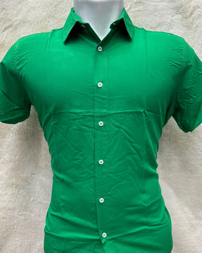 Camisa Social Masculino Manga Curta De Botão Lisa 474