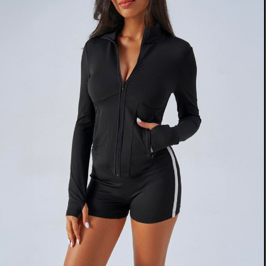 Blusa Jaqueta de Academia Canelada Roupa Feminina Modela Corpo Esportiva Para Treino Fitness 130