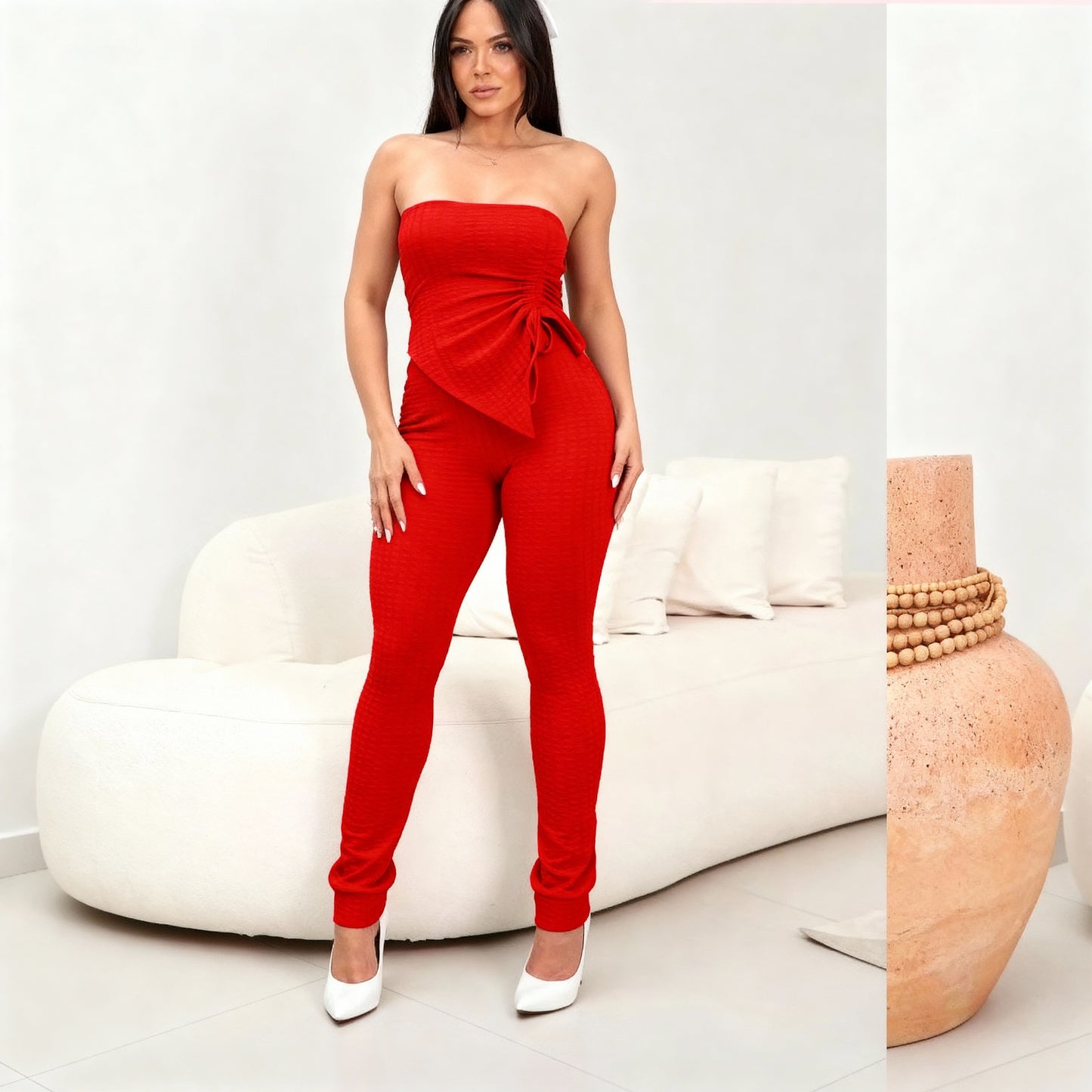 Conjunto de calça e blusa tomara que caia com bojo 95