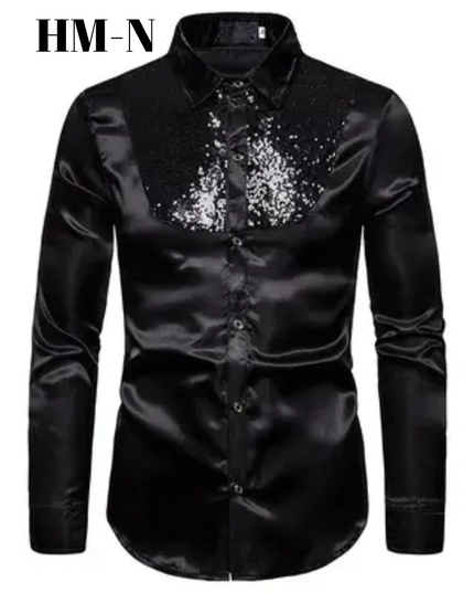 Homem Meia-Noite Camisa Homem Meia-Noite com glitter e strass que brilha 611