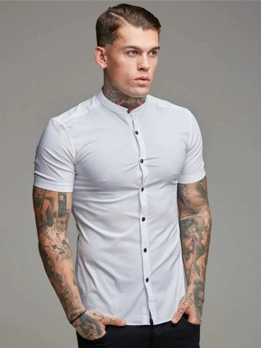 Camisa social masculina gola padre slim fit 255