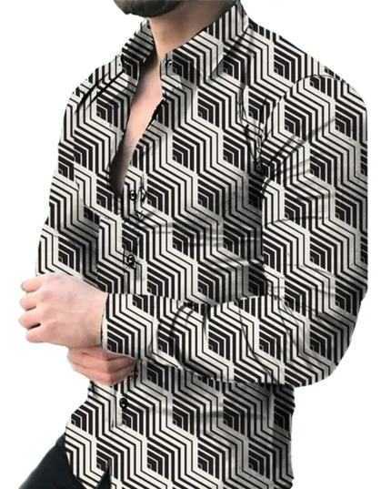 Men's digital print long sleeve shirt