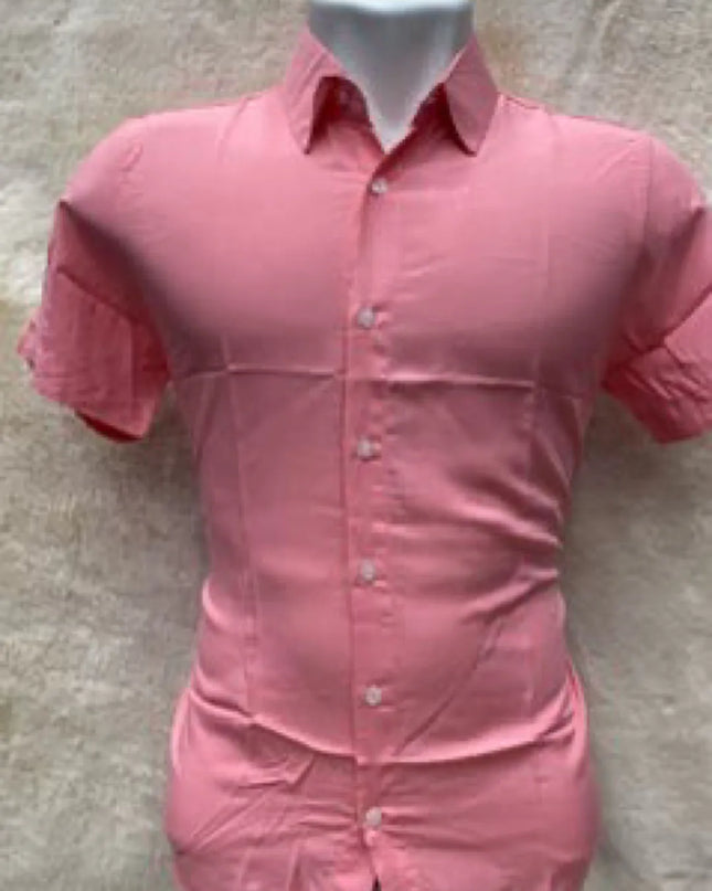 Camisa Social Masculino Manga Curta De Botão Lisa 474