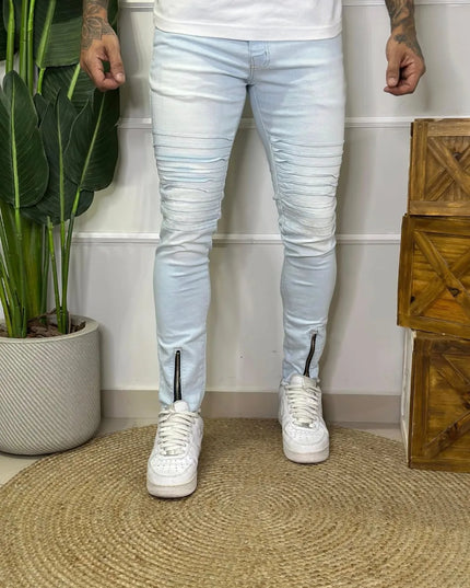 CALÇA MASCULINA JEANS SKINNY ZÍPER NA BARRA 273
