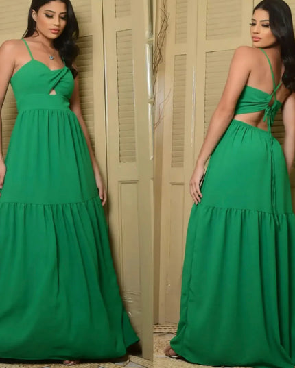 Vestido longo com bojo peito torcido 279