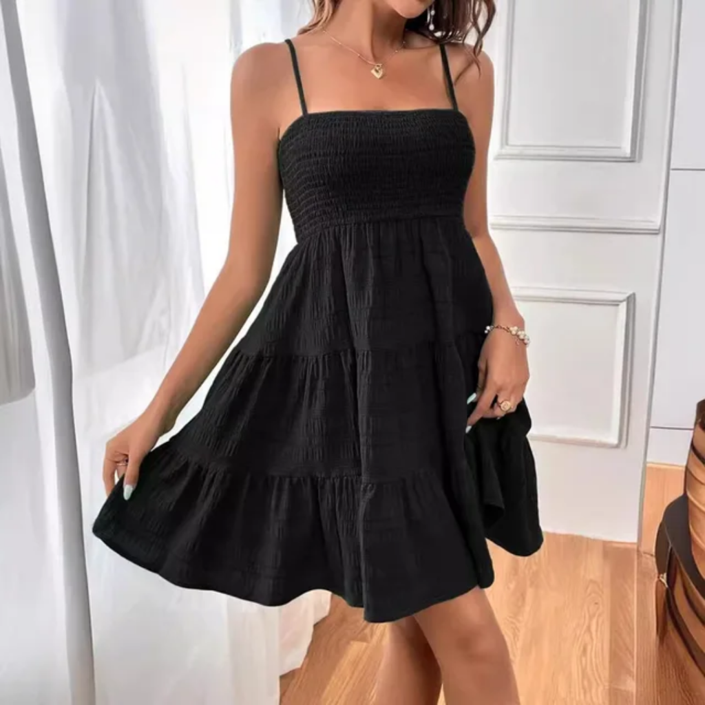 Vestido curto de festa com babados 03