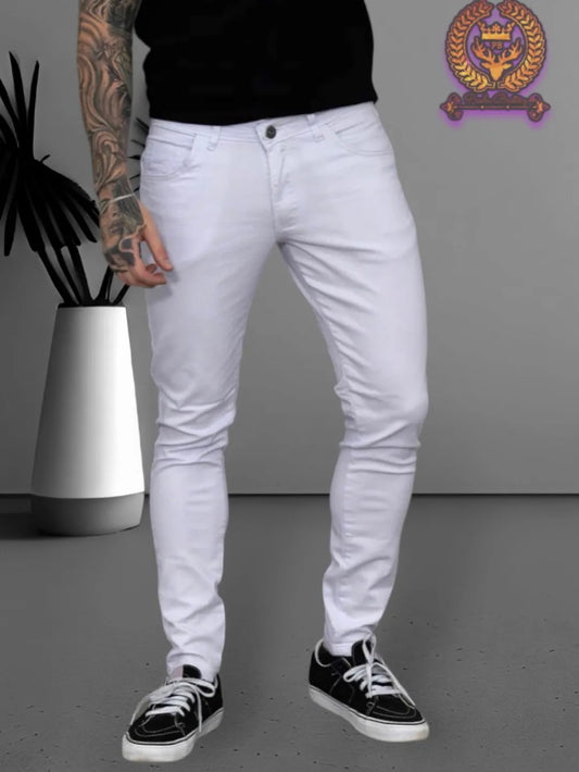Calça Jeans Masculina White Premium Mega Skinny  Confortável  Premium Branco 274