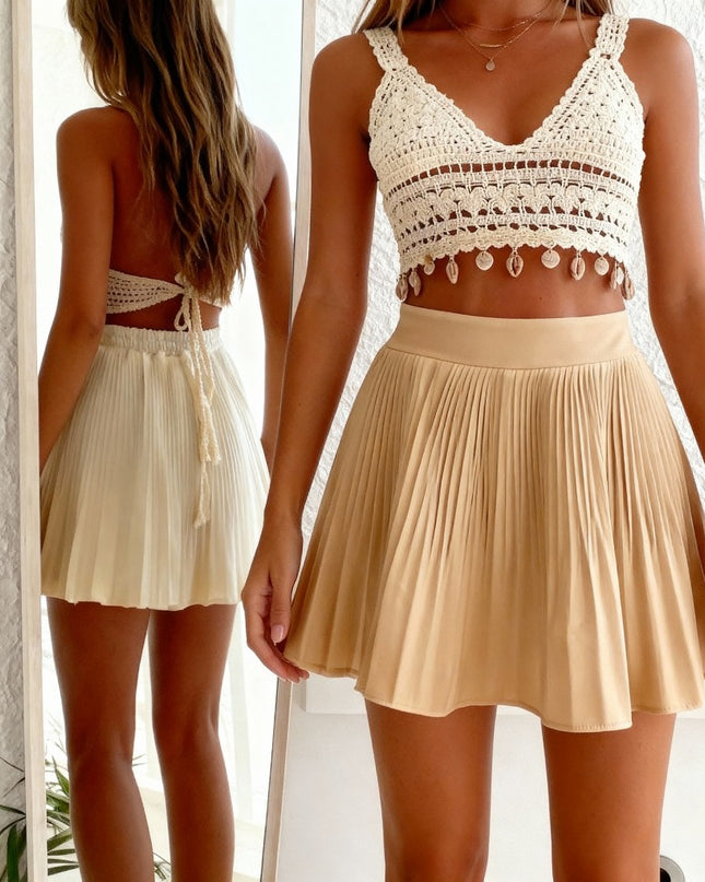 Saia curta plissada e ondulada 59