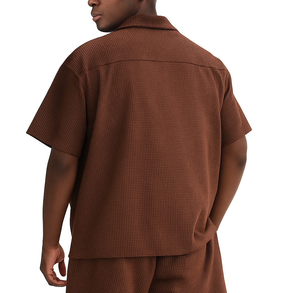 2-Piece Set: Textured Shirt and Loose-Fit Shorts