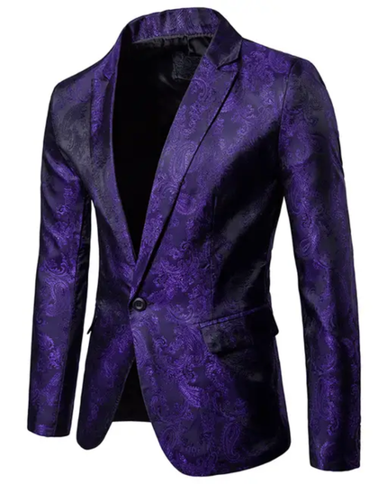 Homem Meia-Noite Homens Halloween Jacquard Botão Único Blazer 610
