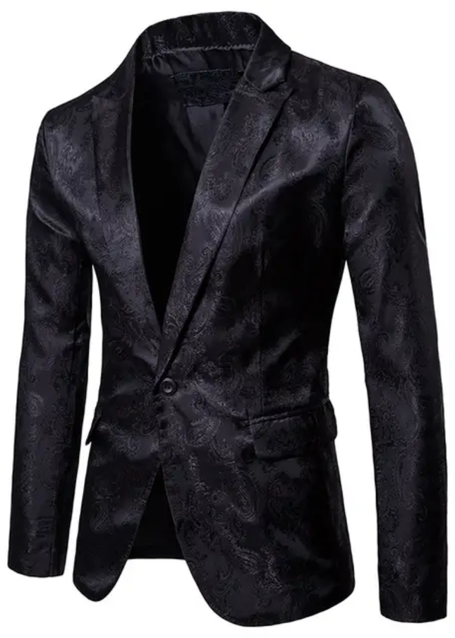 Homem Meia-Noite Homens Halloween Jacquard Botão Único Blazer 610