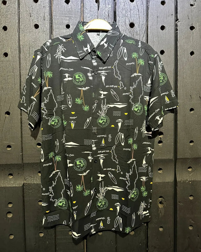 Camisa Floral Viscose Masculina Camisa Estampada Com Botão 466