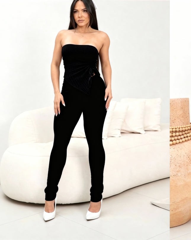 Conjunto de calça e blusa tomara que caia com bojo 95